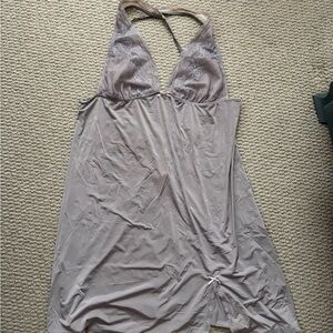 Victoria's Secret Lace Halter Chemise in Soft Gray